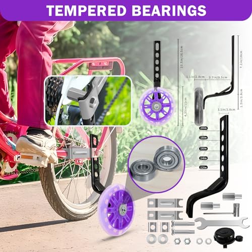 Image of HAWENS Bike Training Wheels Mute Flash Wheels with Adjustable Bicycle Stabilizer Mounted Kit Compatible for 12 14 16 18 20 inch Single Speed Bike