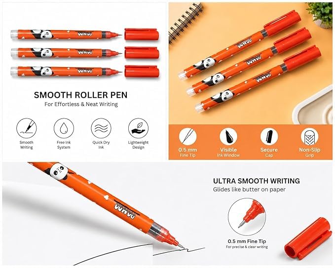 Image of MSGH Figo Fomo Panda Liquid Roller Pen (RED PEN(PACK OF 10 PCS))