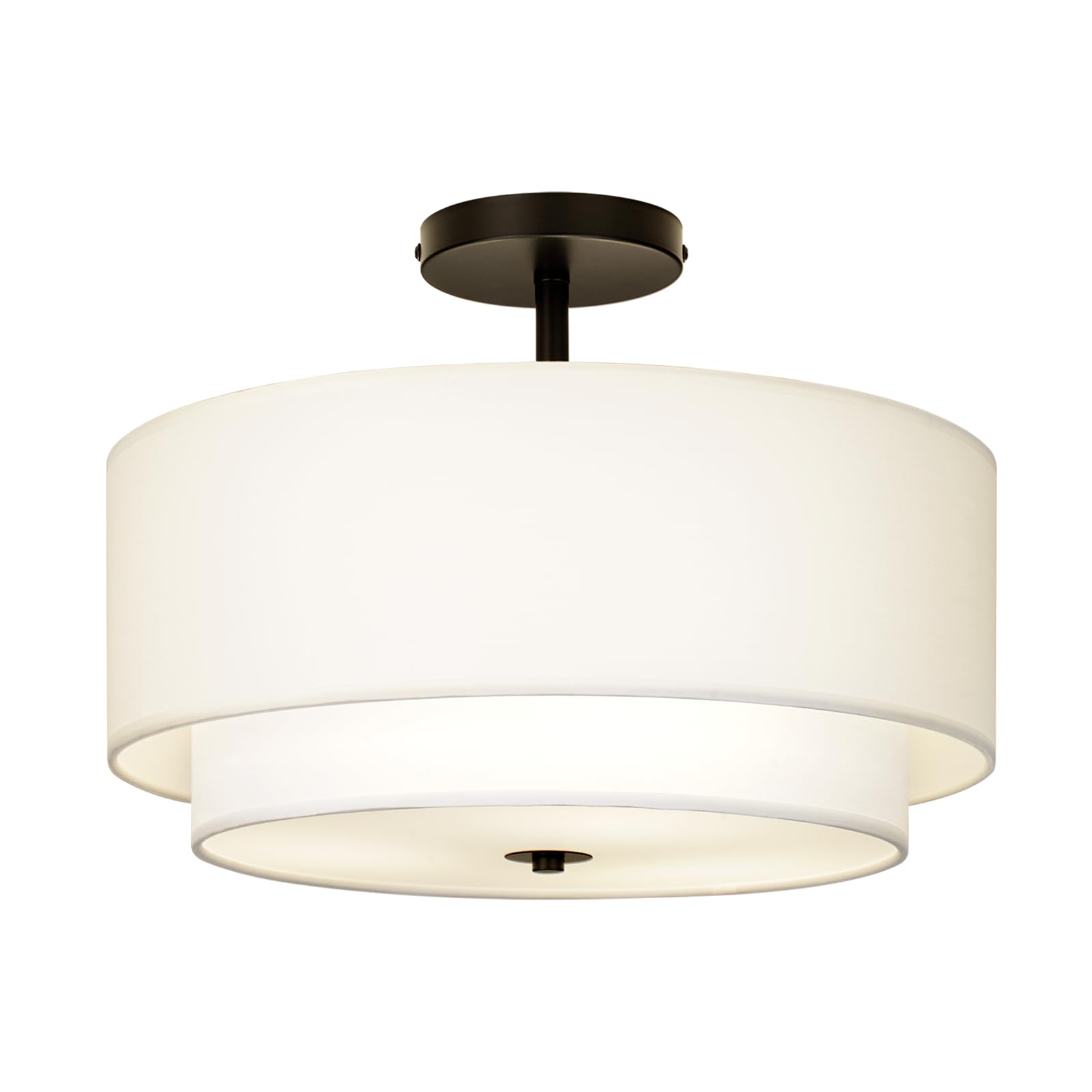 CALOKES Deckenlampe Stoff Weiß Rund Ø40 cm – Dimmbar E27 Deckenleuchte Lampe für Wohnzimmer Schlafzimmer Kinderzimmer Flur Küche – Weiches Licht für moderne Lampen an der Decke