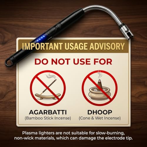 Image of Electric Gas Lighter | C-Type Charge, LED Battery Display, 360 Flexible & Windproof | Gas Stove, Candles, Pooja, Kitchen | Free Adhesive Hook (Assorted Colour)