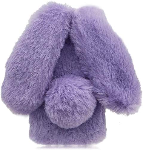 Unichthy iPhone Xr Case for Girls Glitter Gems Plush Bunny Ears Cute Cover Soft Silicone Fluffy Warm Winter Case Lovely Rabbit Shockproof Protective Cover for iPhone Xr - Image 3