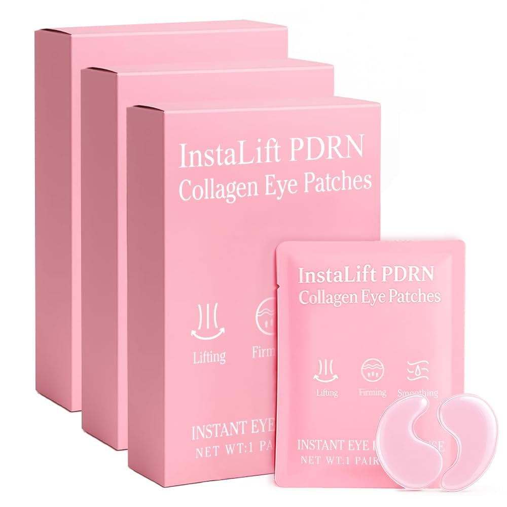 Instalift PDRN & Collagen Eye Patches, Under Eye Patches for Puffy Eyes and Dark Circles & Fine Lines, with Niacinamide, Hydrolyzed Collagen, Deep Moisturizing & Soothing Eye Mask, 24 Pairs