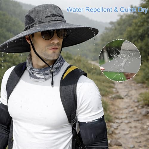 Image of Wide Brim Sun Hat for Men Women UV Protection Ventilated Summer Hats for Fishing Hiking Garden Beach