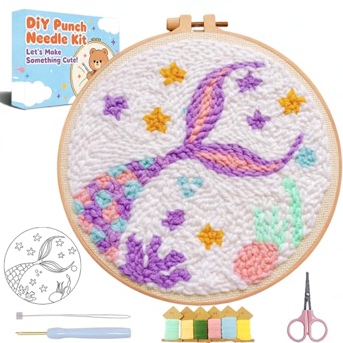 Image of Punch Needle Kit for Beginners Adults-Cute Fish Tail, with Video Tutorial