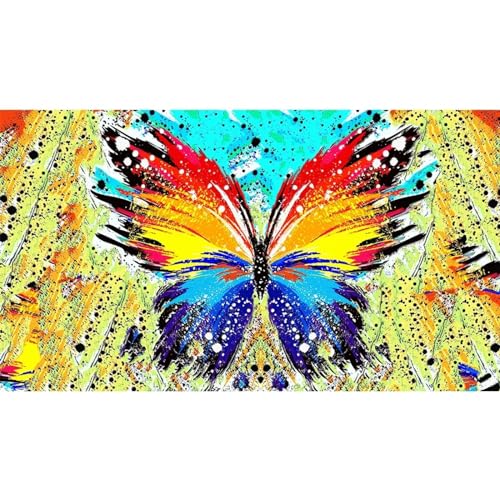 Affiches et impressions sur toile papillon abstrait : poster mural salon coloré 55x100cm - 5