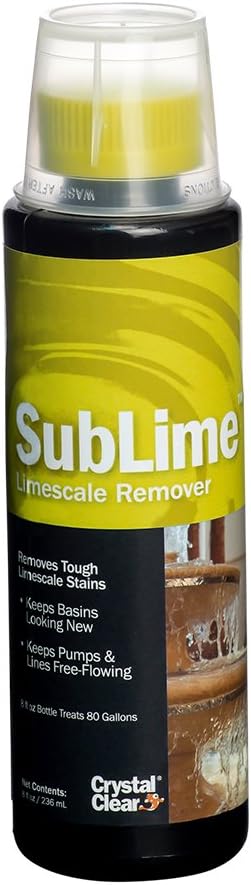 CrystalClear Sublime Limescale Remover, Removes Build-Up & Debris in Water Features, 8 Ounces Treats up to 80 gallons of Water