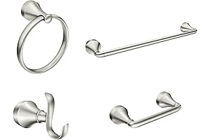 Moen Wellton Four-Piece Bathroom Hardware Accessory Set (Brushed Nickel)