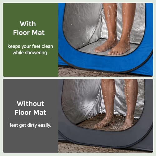 Image of WolfWise PRO Pop Up Shower Tent with Silver Coated, Floor and Rain Fly | Portable Changing Tent with Window & Carry Bag for Camping, Outdoor Privacy Toilet Bathroom with UV Protection, 75 inch /79 inch /83 inchH
