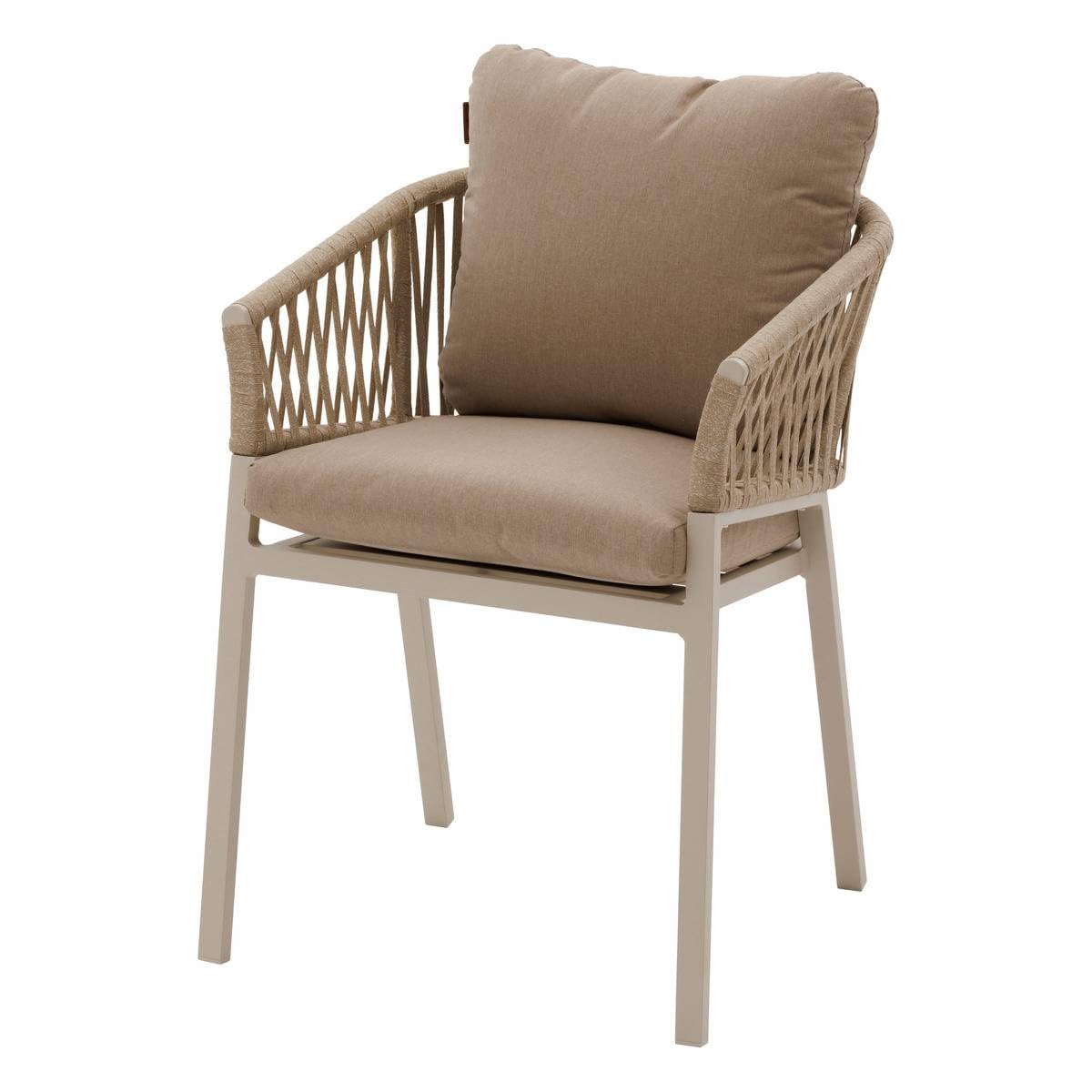 Hespéride - Juego de 2 sillones de jardín Oriengo Beige y Arcilla, Tejido Resistente al óxido e hidrófugo, Cojines desenfundables, mobiliario para terraza y balcón