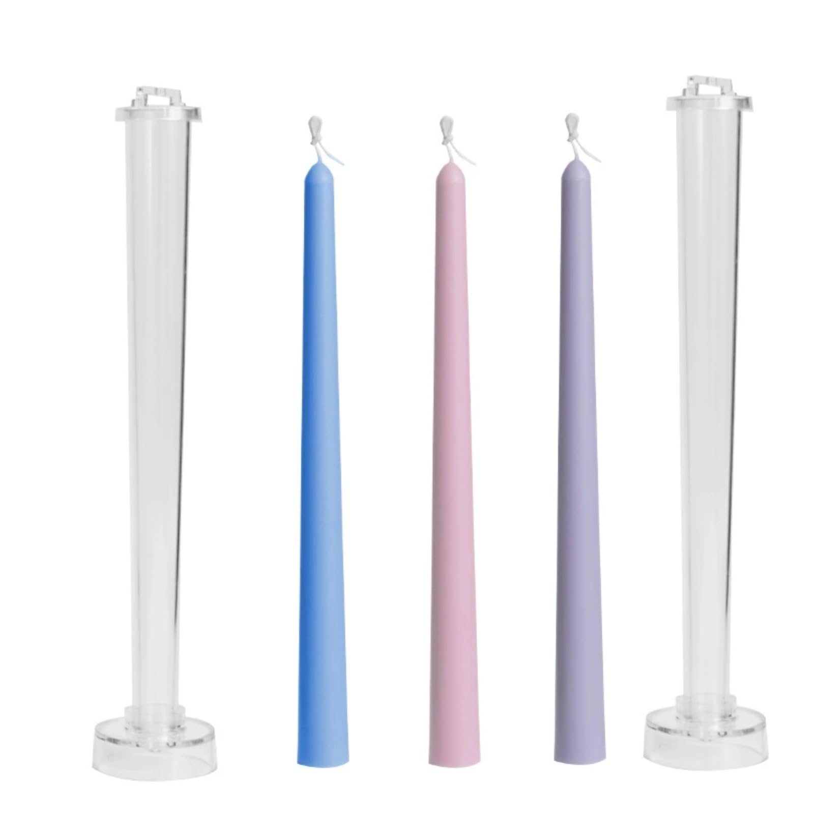 2-Pack Taper Candle Molds 10.2-Inch, Durable PC, Easy-Release, DIY Candle Making Supplies for Wedding & Dinner
