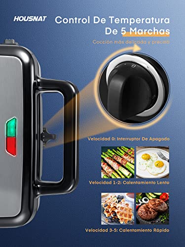 Plancha Grill 3 en 1, 1200W - Control de Temperatura - Manija Cold Touch