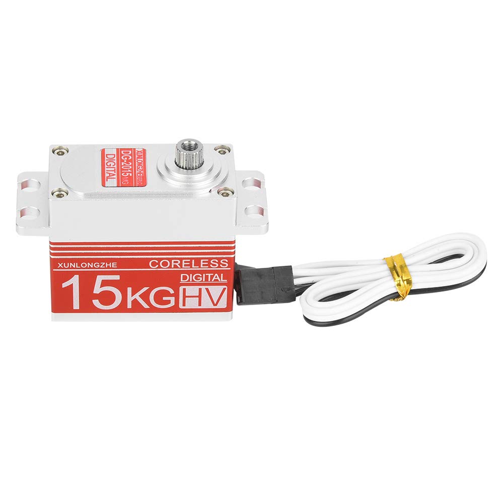 Motor Digital Sin Núcleo de 15kg, Servo de dirección de engranaje de Metal, Control de precisión de alto par para coches RC a escala 1/10 1/8, rojo y negro (Roja)