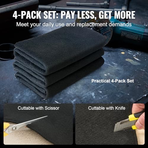 Image of VEVOR Carbon Felt Welding Blanket 4 Pack, 37 inch x 36 inch Flame Retardant Welding Blanket, Up To 1800F Heat Resistant Blanket Set, Cuttable Carbon Fiber Fire Retardant Insulation Welding Mat Pad