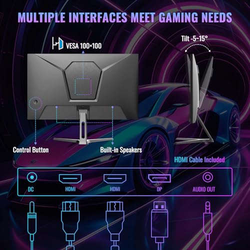Image of SANSUI 24 Inch Gaming Monitor 180Hz, Computer Monitor with Speakers 1*DP 2*HDMI Ports, FHD 1080P 110% sRGB VESA Support Eye Cares (One HDMI Cable Included ES-G24F4S)