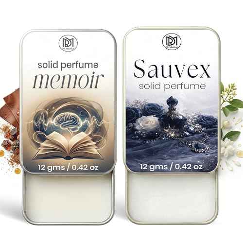 Image of Dr.Mashur Solid Perfume |Memoir&Sauvex Alcohol Free Wax Perfume Balm, Long Lasting | Pocket Tin 12g, Pack Of 2| Non Greasy Smooth Glide, Travel Friendly Men And Women