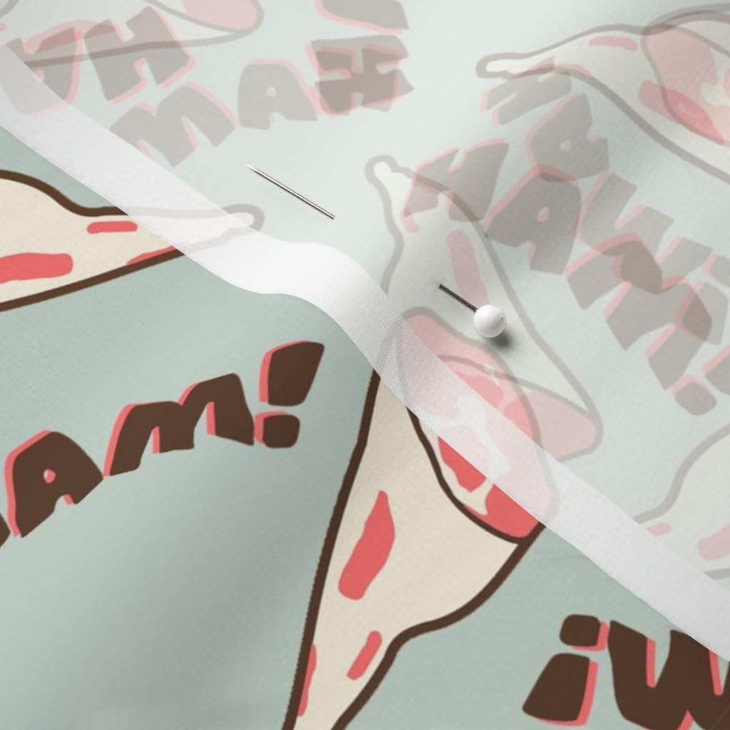 Spoonflower Fabric - Vintage Retro Ham Bacon Meat Food Kitchen Funny Printed on Chiffon Fabric by The Yard - Sewing Fashion Apparel Dresses Home Decor