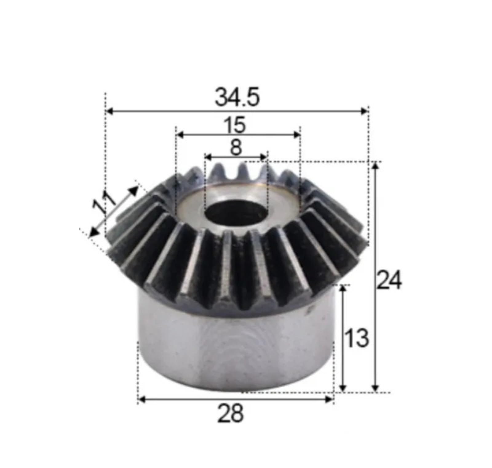 Bevel Gear Pinion Hardware Mechanical 1pcs Bevel Gear 1.5 Modulus 22 Teeth 1.5M 22T with Process Hole 8mm 90 Degree Drive Commutation Steel Gears with Screw