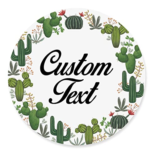 Darling Souvenir Made with Love Cactus Theme - 2" Custom Stickers Premium 80 Self-Adhesive Round Labels, Personalized Wedding Party Favor Stickers/Round Envelope Seal