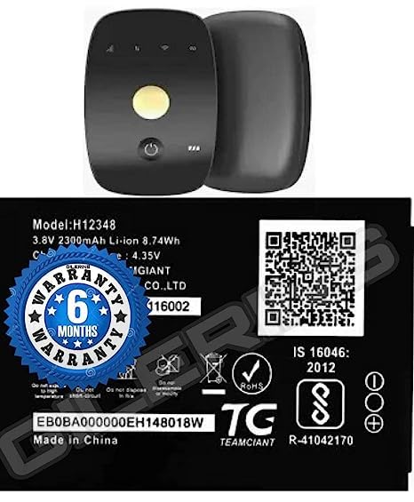 Image of Original H12348 Battery for Jio WiFi Battery H-12348 Reliance Jio WiFi Dongle /Airtel WiFi / M2S Fi 2 / Wireless Router 4g FI2 / M2 hot spot Battery with 6 Month Warranty*****(A096)