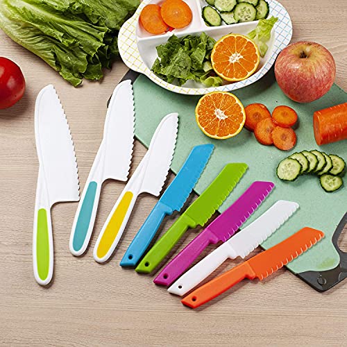 ELECDON 8 Pieces Kids Kitchen Knife Set Plastic Knife - Kids Chef Nylon Knives Children's Safe Cooking for Fruit, Bread, Cake, Salad, Lettuce Knife