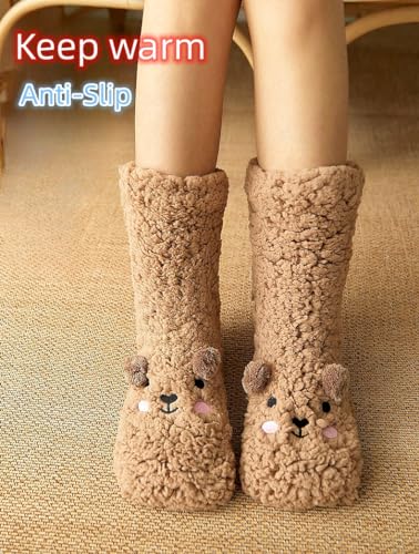 Adorable Bear Cozy Socks for Winter - Stay Toasty and Cute fuzzy and fluffy - Two Pairs4
