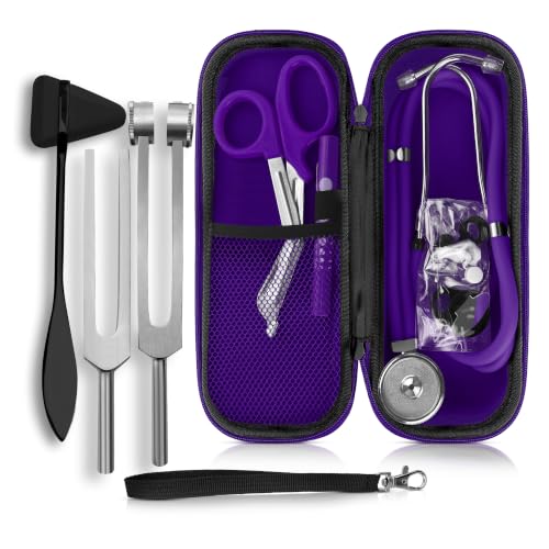 Dual Head Stethoscope with Matching Storage Case, EMT Shears and Pen Light - Assorted Colors (Purple)