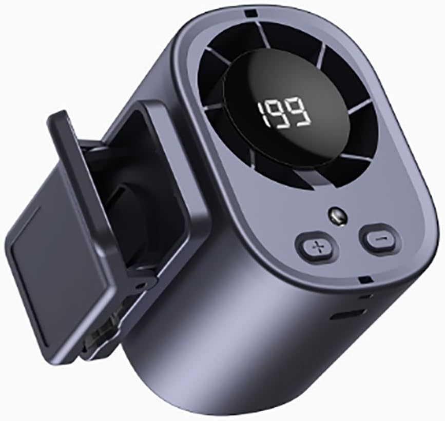 Gaukomzs 2026 Car Clip on Air Conditioner Fan with LED Display, 360° Rotation, 199 Speeds, USB Rechargeable, for Cars, Work, Camping (Dark gray)