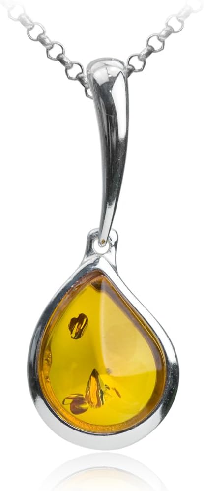 Ian and Valeri Co. Amber Sterling Silver Teardrop Set Stud Earrings Pendant Necklace 18 Inches - Image 3