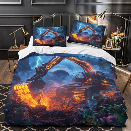 Housse de couette microfibre hypoallergique 3D effet heavy machinery - 2