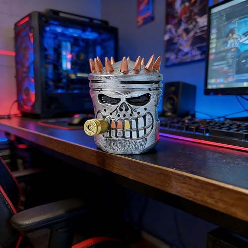 Escultura de Calavera con Pistón Tallado de Resina miniatura 4