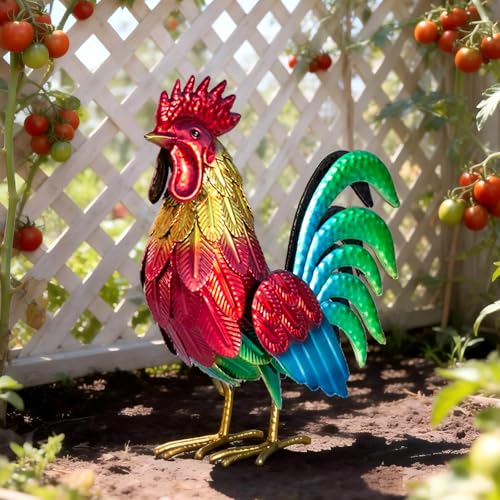 NateIf Metal Rooster Statue Weatherproof Yard Art for Patio Backyard Gift
