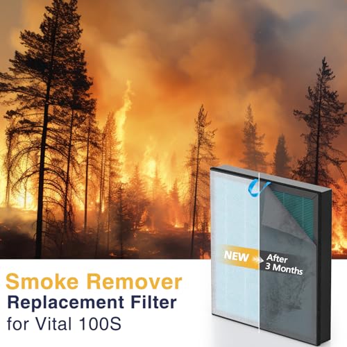 Image of Vital 100S-P Smoke Remover Replacement Filter Compatible with LEVOIT Vital 100S and 100S-P Air Purifier, 4-in-1 Smoke Remover Filter for Vital 100S-RF-SR, 2 Pack, Blue