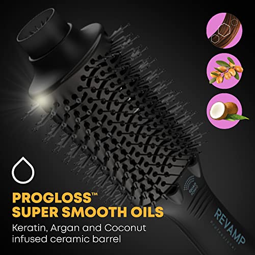 Revamp Progloss Perfect Blow Dry Volume & Shine Hot Air Styler – Hair Dryer Brush For Wet Or Dry Styling – Ceramic Barrel Infused With Progloss Oils For Frizz-Free Shine – Auto-Off & 9’ Swivel Cord #TOP1