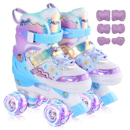 GEIYATOI Kids Roller Skates, Adjustable Size Girl Roller Skates for Kids Beginner, Toddlers Roller Skate with 8 Light Up Wheels, Outdoor Roller Skating for Boys, Girls, Skating Shoes for Ages 3-12