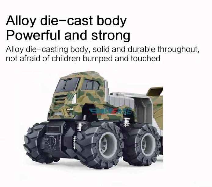 Image of Friction Powered Military Truck Toy for Kids boy Metal Die cast Models Army Tank Container Pull Back Vehicle Miniature Toys (Multicolor, Pack of 1)