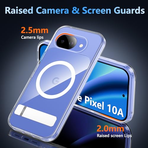 OWKEY Funda magnética para Google Pixel 10A con soporte [con protector de pantalla 9H] apta para MagSafe, protección de grado militar, resistente a los arañazos, funda rígida delgada para Pixel 10A - imagen 8