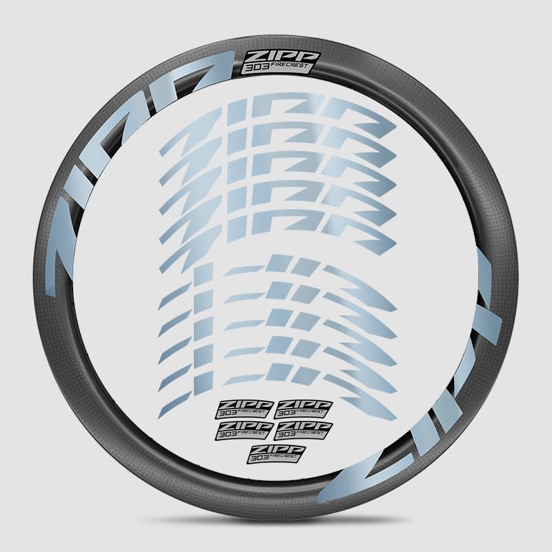 for Zipp Firecrest 303 Road Bike Carbon Wheel Decal Kit | Vivid Colors, Scratch-Resistant, Precision-Cut, UV-Protected (Silver Plating + Style 3)