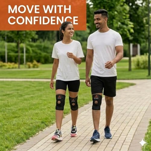 Image of GAARA INDIA Open Patella Knee Support (Pack of 2) - Breathable Knee Cap Brace for Men & Women, Universal Size - Ideal for Pain Relief, Walking, Running, Gym, Arthritis, ACL /MCL, Torn Meniscus