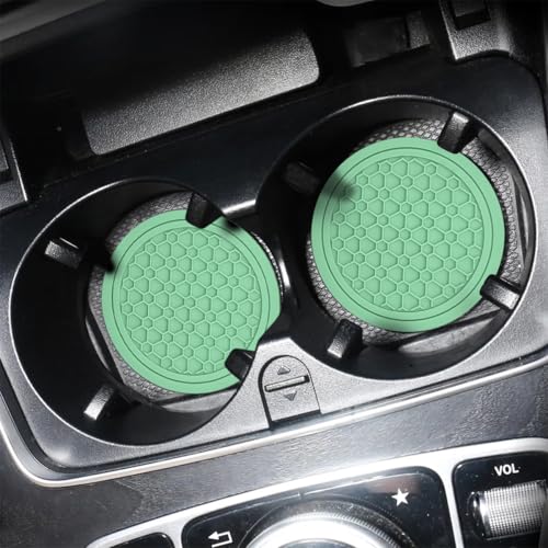 Image of Mandark 4PCS Car Cup Holder Coasters, 2.75 Inch Non-Slip Insert Water Bottle Holder Pads, Dustproof Automotive Interior Accessories Mat, Universal for Vehicles, Trucks, RVs and More (Light Green)