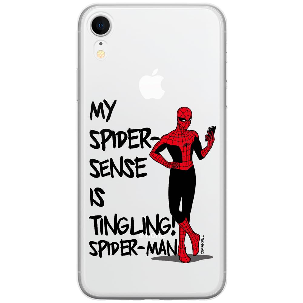 ERT GROUP mobile phone case for Iphone XR original and officially Licensed Marvel pattern Spider Man 024 optimally adapted to the shape of the mobile phone, partially transparent