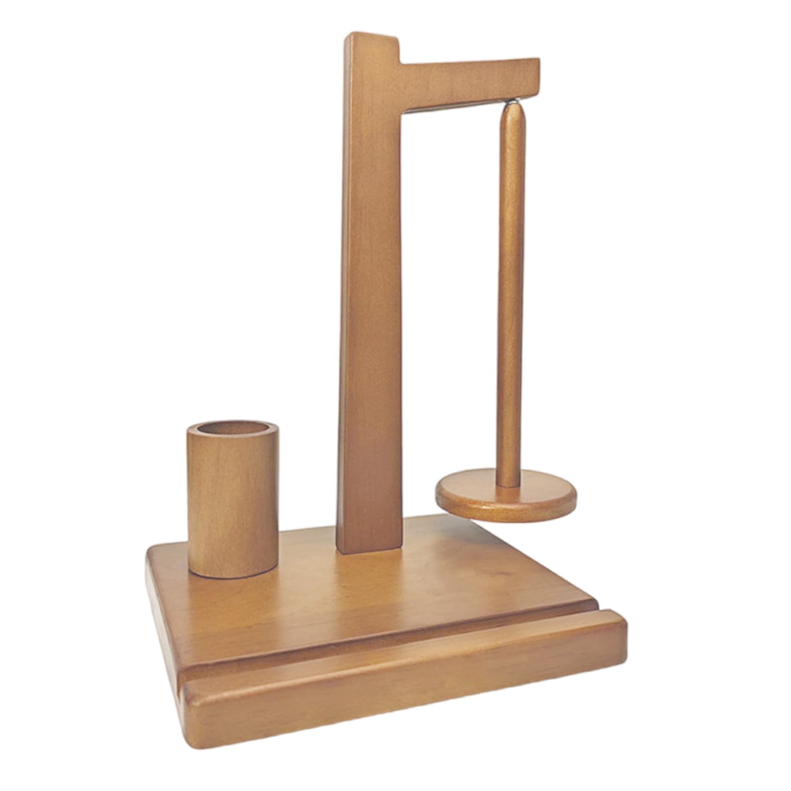 Jazuaiao Yarn Holder for Knitting and Crocheting Wood Yarn Dispenser with Twirling Mechanism and Slip Resistant Base Wood Holder