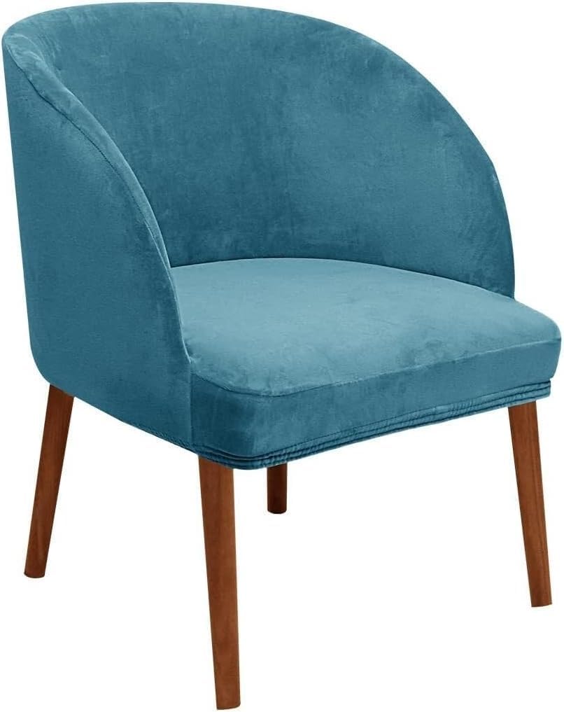 Mid Century Modern Chair Cover, Stretch Velvet Slipcover for Round Curved Back Dining & Armchair, Wingback Accent Chair Protector for Kitchen Living Room Office, Set of 1/2/4/6(Beige,6PCS)