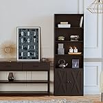 IRONCK Industrial Bookshelves and Bookcases with Doors Floor Standing 6 Shelf Display Storage Shelves 70 in Tall Bookcase for Home Office, Living Room - Image 2