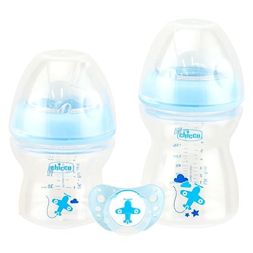 Miniatura 2 de Chicco NaturalFeeling - Set de regalo con 2 biberones para recién nacido + chupete, 0.0 ft + azul