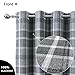 always4u Plaid Curtains for Bedroom Living Room 100% Blackout Thermal Fully Lined Woolen Look Check Drapes Grey Grommet Curtains 95 Inch Length 2 Panels Grey