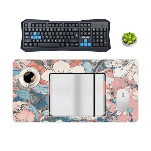 Desk Pad Protector 24x12 Inch Extended Peach Leafed Flower miniatura 4