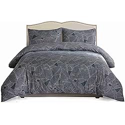 Fundas Nordicas Rey Martin Vivilineneu Juego de Cama Funda nórdica con patrón de Hoja de Cremallera de Microfibra 200 * 200cm 2 Fundas de Almohada 75x50cm