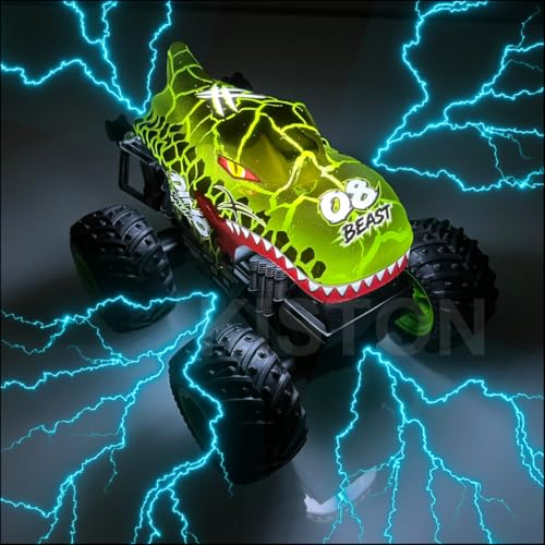 Carrinho controle Remoto Monster Truck Adrenalina Manobras Radicais Led e Música Carro Molas Flexive