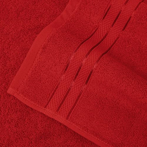 Image of Elegant Comfort Three Line Popcorn Extra Large Luxury Bath Towel - 40 inch x 80 inch inch, Premium Hotel Spa Quality 1 Piece Oversized Bath Sheet 100% Turkish Cotton Super Soft Highly Absorbent, Red