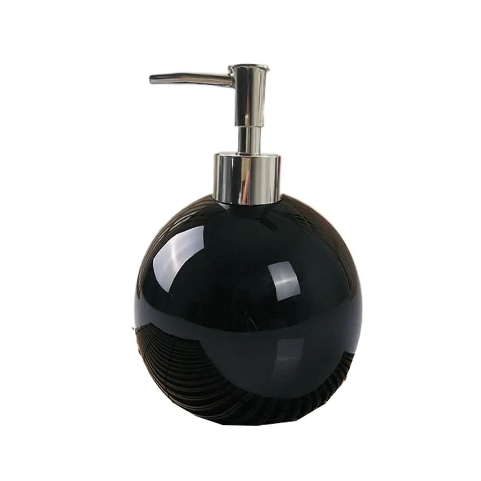 Ceramic Soap Dispenser Portable Ceramic Hand Soap Bottle Refillable Reusable Sanitizer Dispenser Round Leakproof Liquid Container Bathroom(Black)